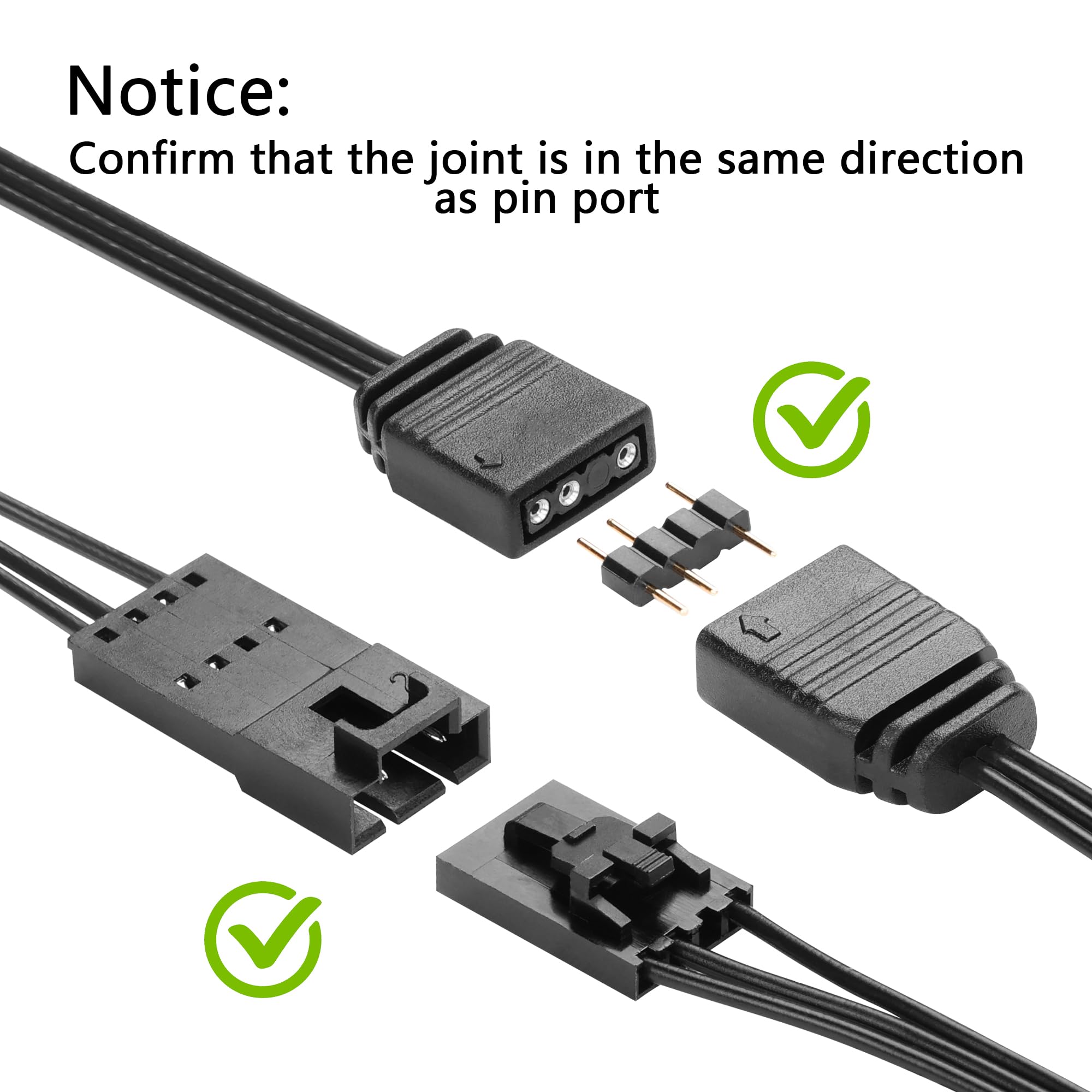 GINTOOYUN 2 Corsair Ship 4 pines a 3 pines RGB cable para Corsair Ship SP/hd/ML RGB ventilador y más(11,81 pulgadas)