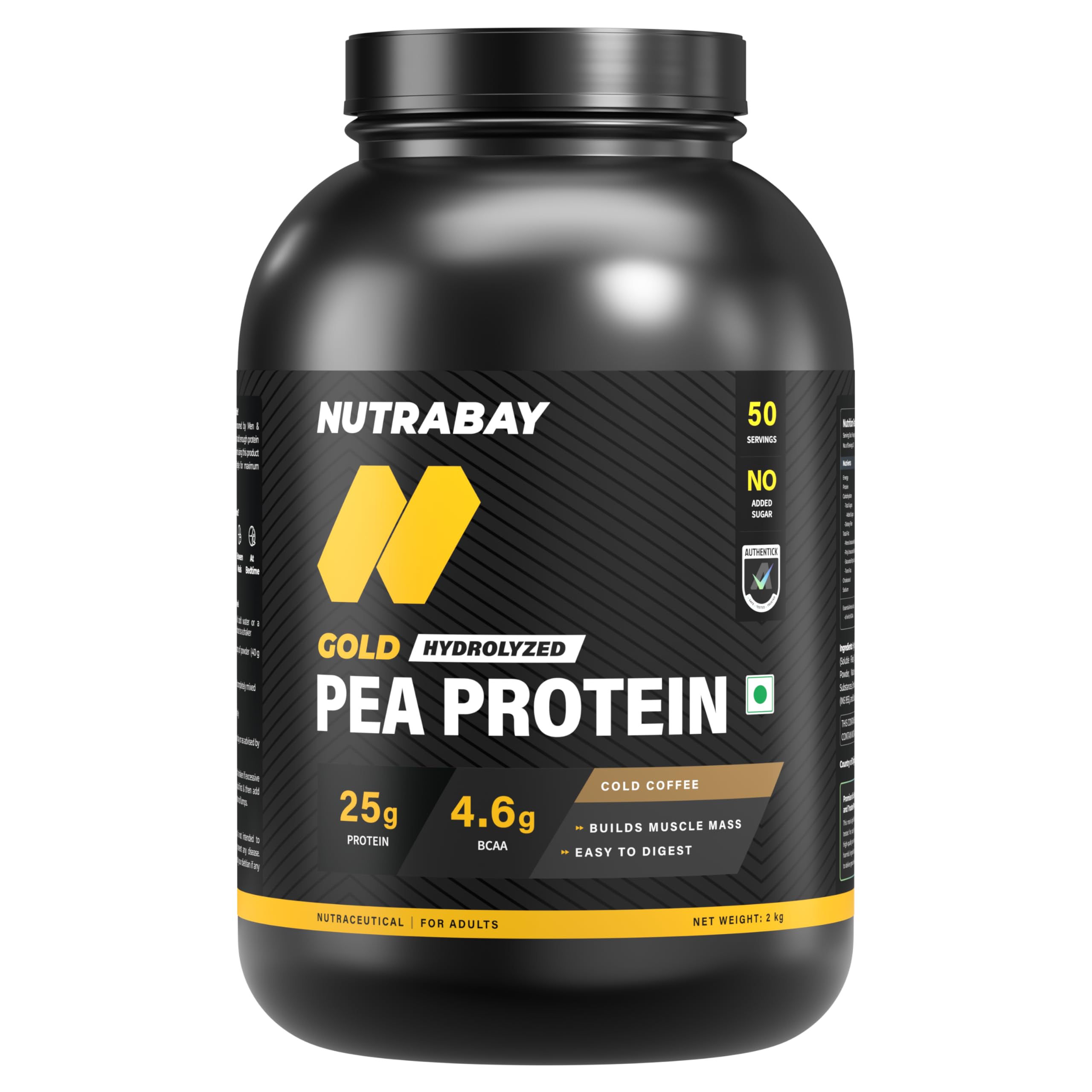 NUTRABAY Gold 100% Pea Protein Powder - 2kg, Cold Coffee | 25g Protein, 4.6g BCAA, 5g Fiber | Complete Amino Profile | Tastiest & Smoothest Vegan, Plant Protein | Muscle Gain & Fast Recovery-image-37