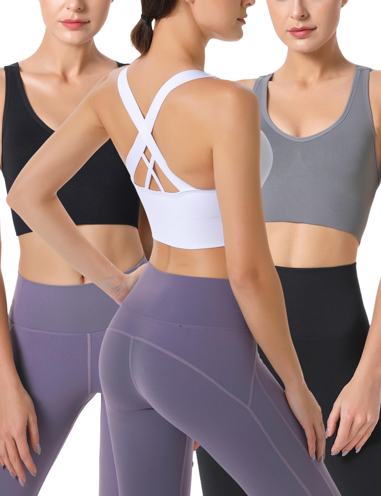 Soutien Gorge de Sport Femme Brassiere Sport Femme Dos Croisé Grande Taille Brassière sans Armature Push Up BrassièRe Sport Femme Maintien Fort Top de Sport S-XXL