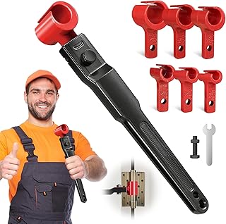 6 in 1 Door Hinge Adjustment Tool Multi-Size Hinge Gap Adjusting Wrench Kit Heavy Duty Door Hinge Repair Tool for Residential and Commercial Use