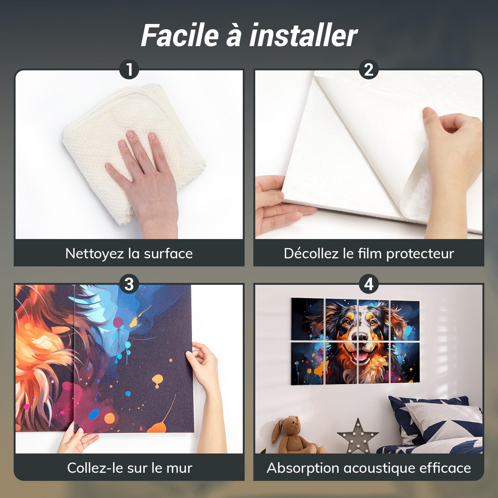 24 Panneaux Acoustiques Auto-adhésifs 5 Cm – Absorption Sonore, Ignifuges, Pour Studio, Bureau, Maison