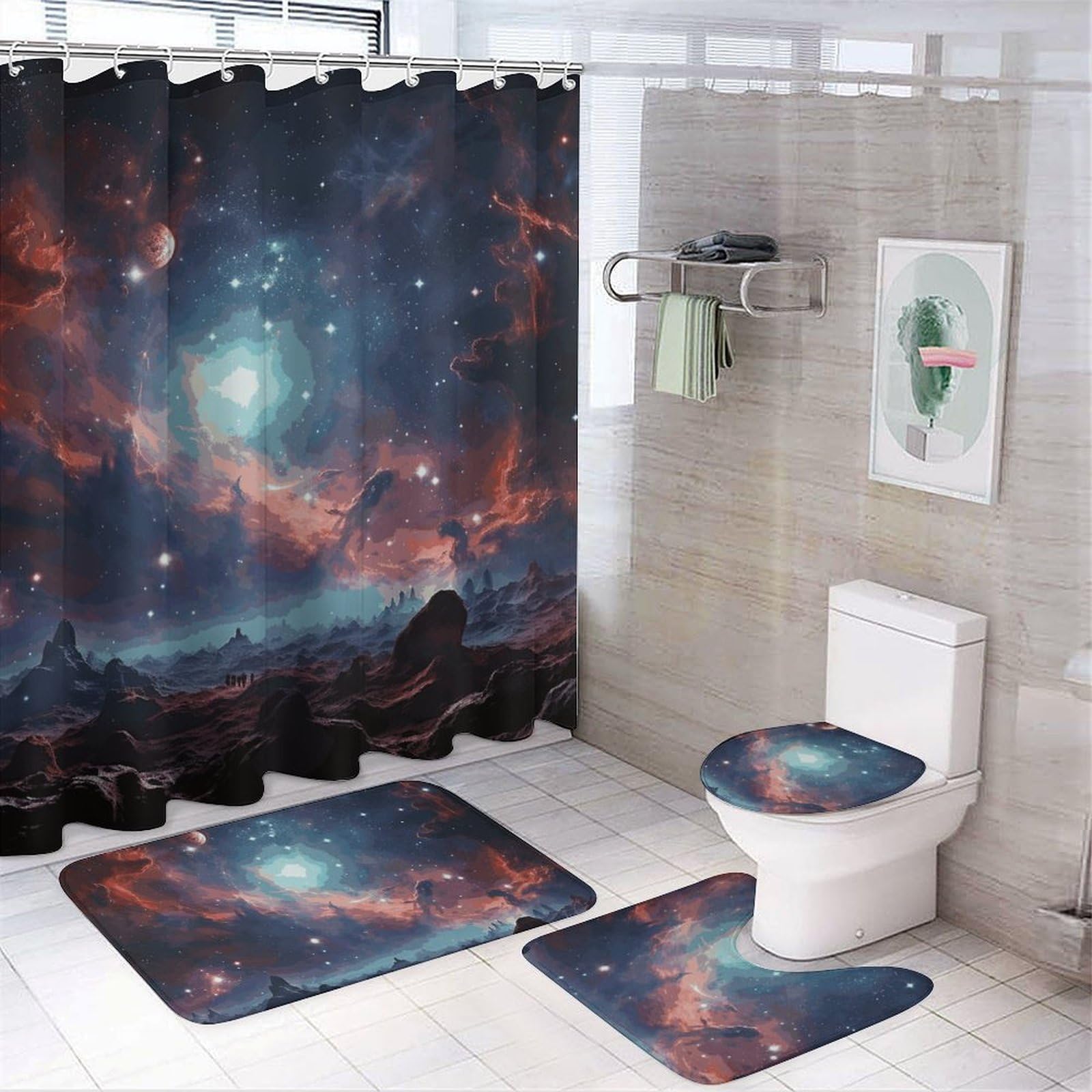 Ensemble rideau de douche Space pour une salle de bain moderne