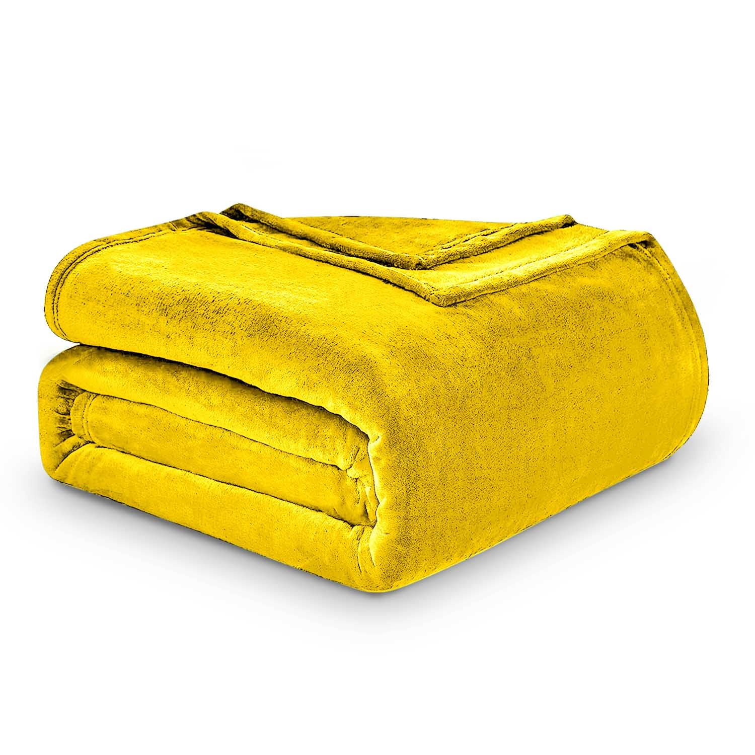 Gc Gaveno Cavailia Ochre Mink Fur Plain Fabric Fleece Bed Throw, Warm & Cosy Fuzzy Thick Blanket Double Bed Sofa Couch Bedspread, 150X200 Cm