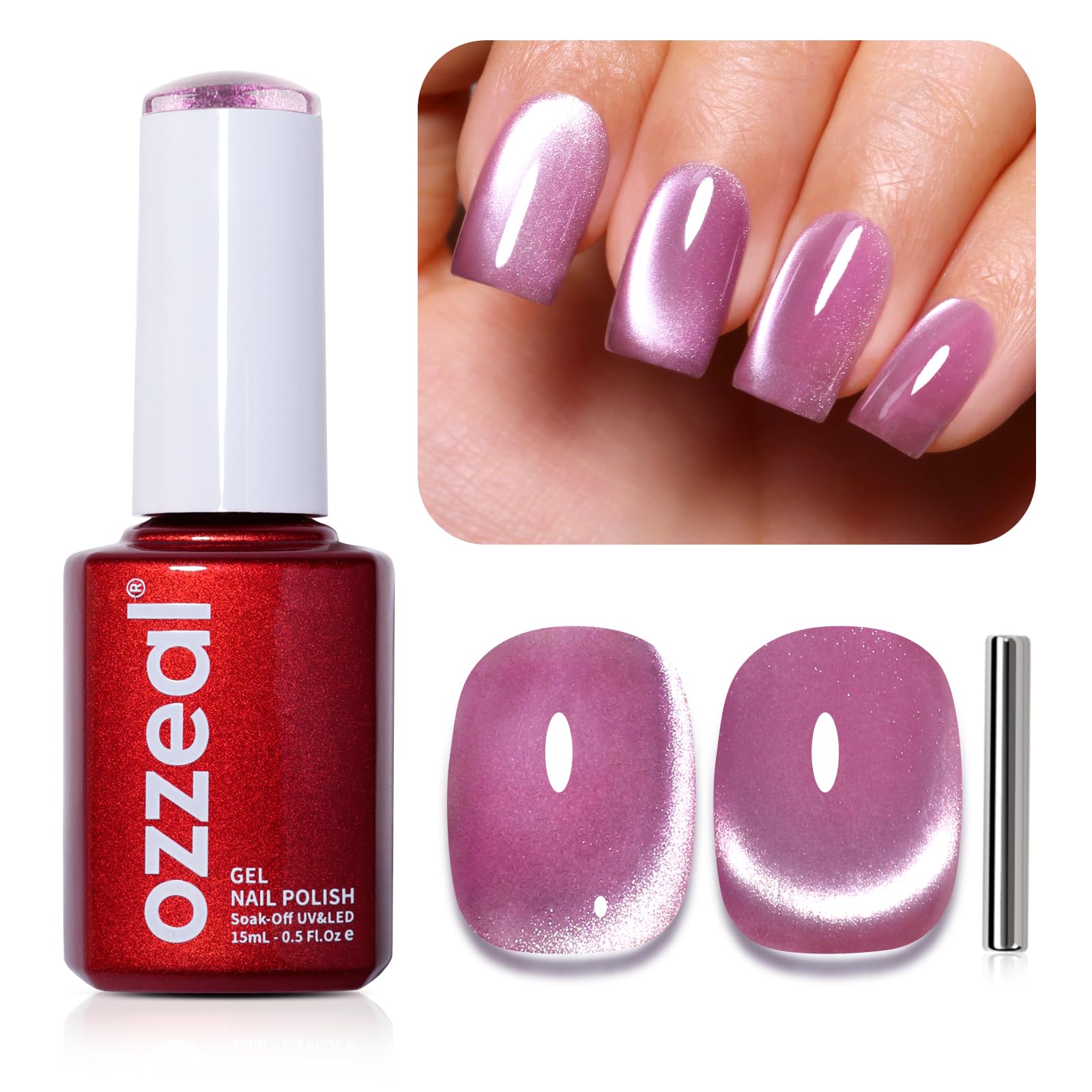 Ozzeal Iridescent Nude Mauve Pink Gel Nail Polish, 15ML Sparkle Shimmer Glitter, Soak Off LED UV Gel Nail Polish for Art DIY Manicure — view 63