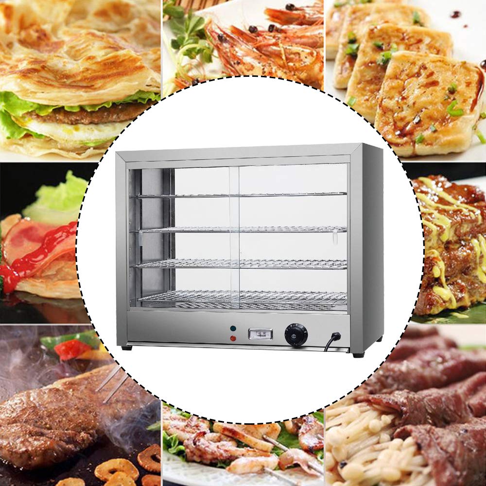 Vitrina para mantener el calor, 30-85 °C, 800 W, para restaurante, doble capa, para mantener el calor