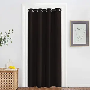 NICETOWN Blackout Doorway Curtain Drape 78 inch Long - Grommet Noise Reducing Thermal Insulated Solid Modern Window Treatments for Bedroom Closet (1 Panel, 52 x 78 Inch, Toffee Brown)