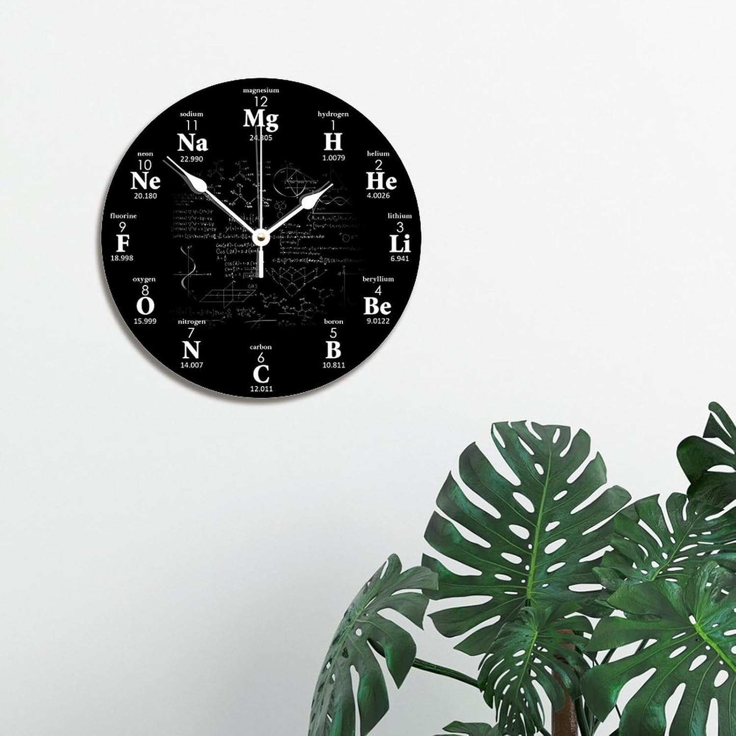 ArogGeld Chemical Formulas Clock Periodic Table of Elements Chemistry 12 Inch Wooden Wall Clocks Battery Operated Silent Non-Ticking Farmhouse Wall Decor for Bedroom Living Room