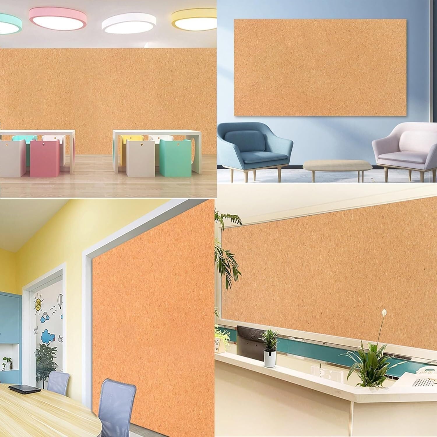 Tablero de Corcho Rollo de Hoja de Corcho Autoadhesivo, Tablero de Mensajes de tablón de anuncios, Adecuado for decoración de Pared de Suelo, Letrero de Puerta de tablón de anuncios como Tablón