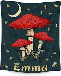 Mercuryelf Custom Mushroom Throw Blanket - Soft, Fuzzy & Warm - 30x40 Inches Small Blankets for Lap, Crib - Black Novelty Throws Gift for Mushroom Lovers