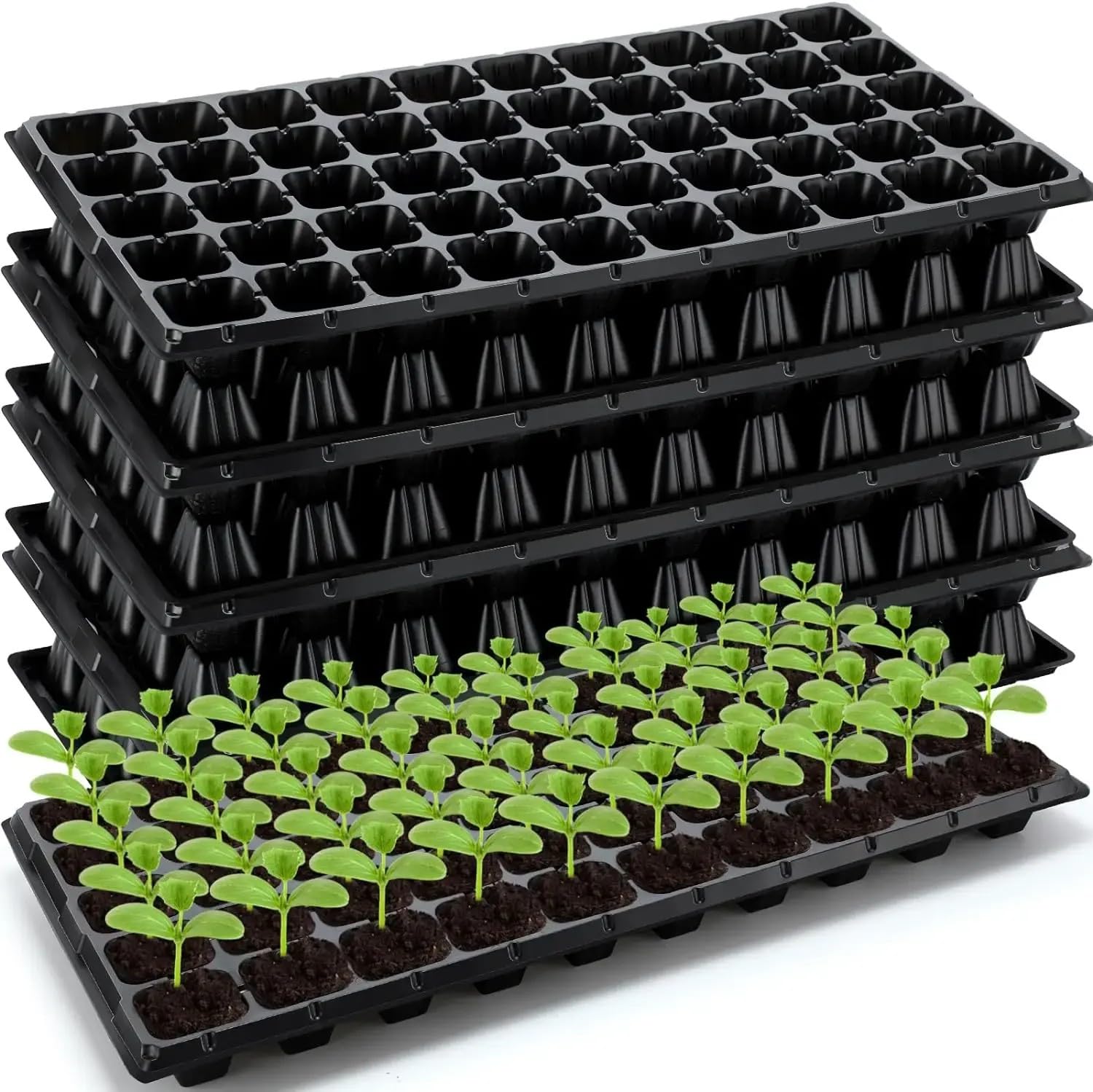 Seed Starting Trays, 128 Cells, 21.26 x 11.02 x 1.57 inches, Durable Plant Germination Kit for Vegetables, Flowers, Herbs (10)