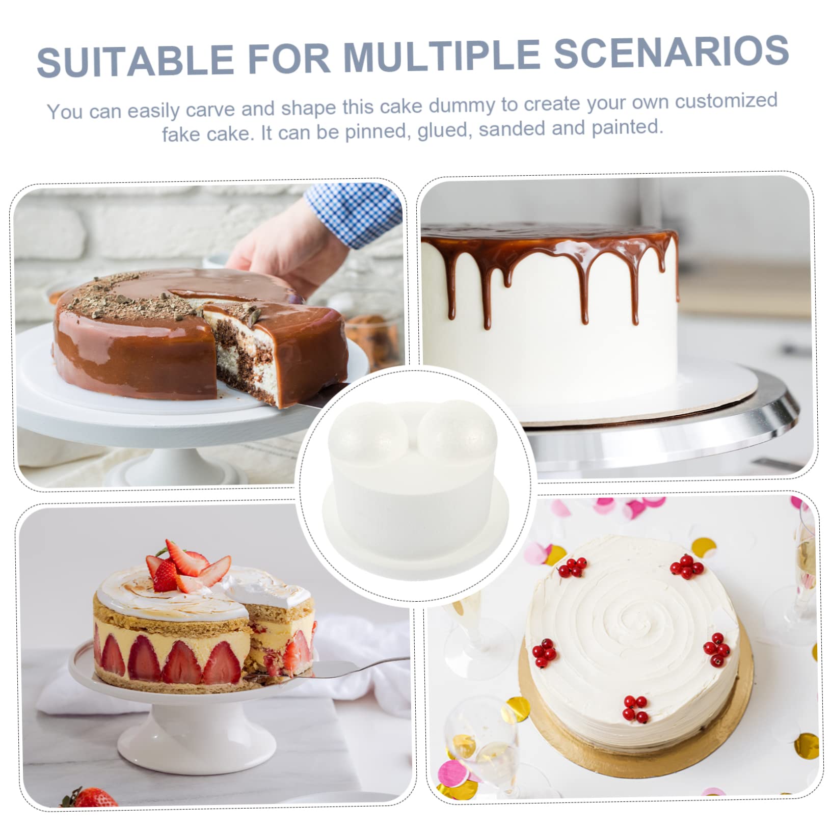 SEWACC 3pièces Foams Cake Model Modèle De Gâteau Mousse pour Décoration Outil De Pratique Et Accessoire De pour De Pâtisserie Événements