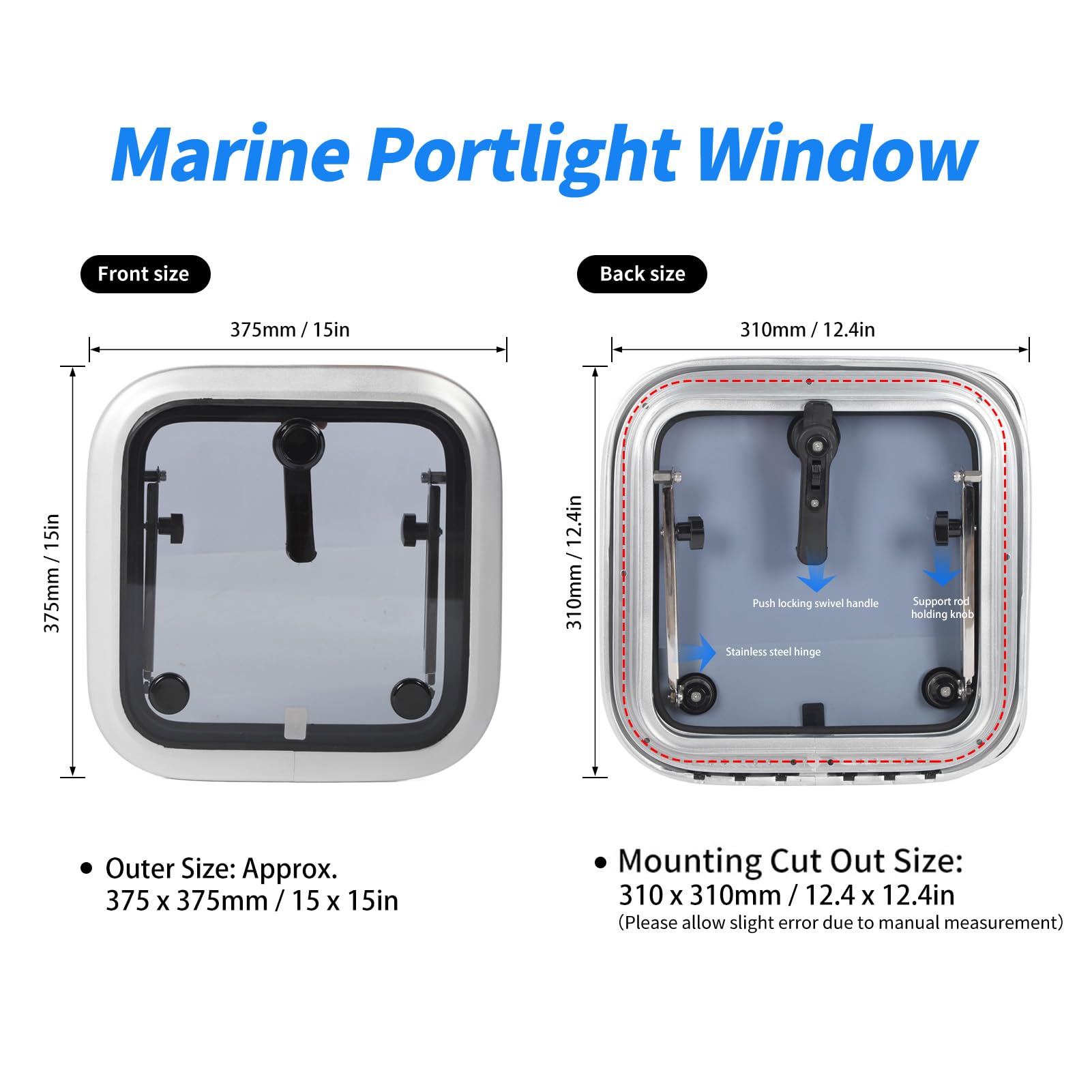 ボート舷窓 海洋アルミニウム合金 15x15in ヨット Rv 用 正方形 デッキ ハッチ窓 Amazon | ボート舷窓 海洋アルミニウム合金 15x15in ヨット Rv 用