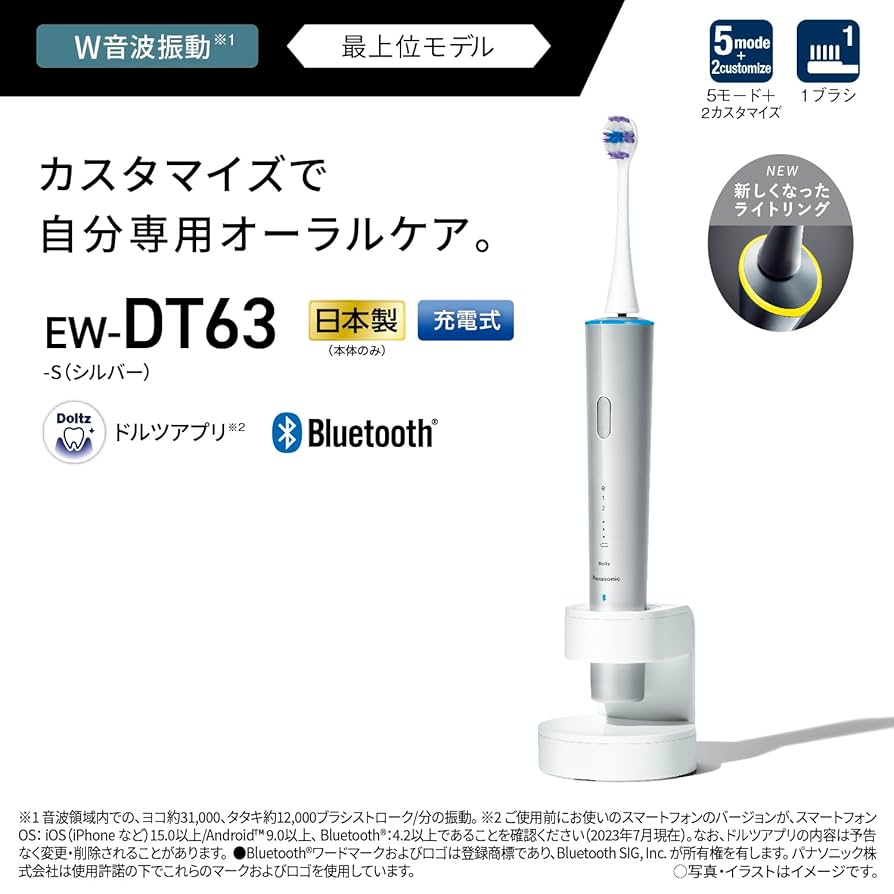 音波振動ハブラシ【ドルツ】Panasonic EW-DT63-S Amazon.co.jp: 【2023年発売】パナソニック 音波振動ハブラシ