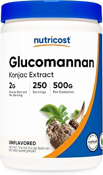 Nutricost Glucomannan Powder 500 Grams 250 Servings - Non-GMO, Gluten Free, Vegan Friendly