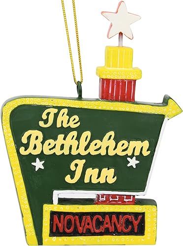 Tree Buddees Letrero de No Vacancy at The Bethlehem Inn / No Room in The Inn - Divertidos adornos para árbol de Navidad