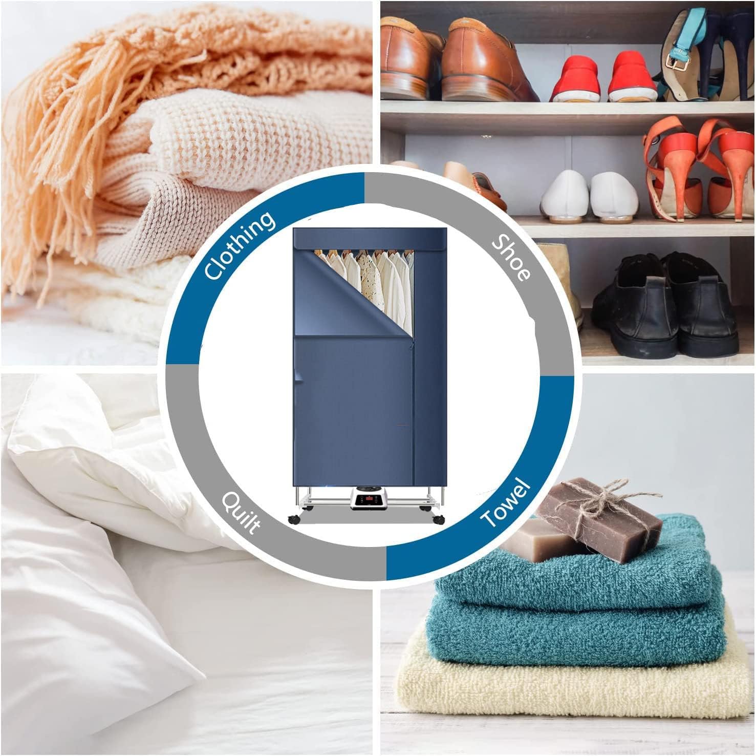 Clothes Drying Rack,Electric Heated Clothes Dryer Airer,Heated Drying Rack with Timer,With four wheels,With four wheels, 1100W power, can be timed for 180 minutes,for Clothes, Sheets