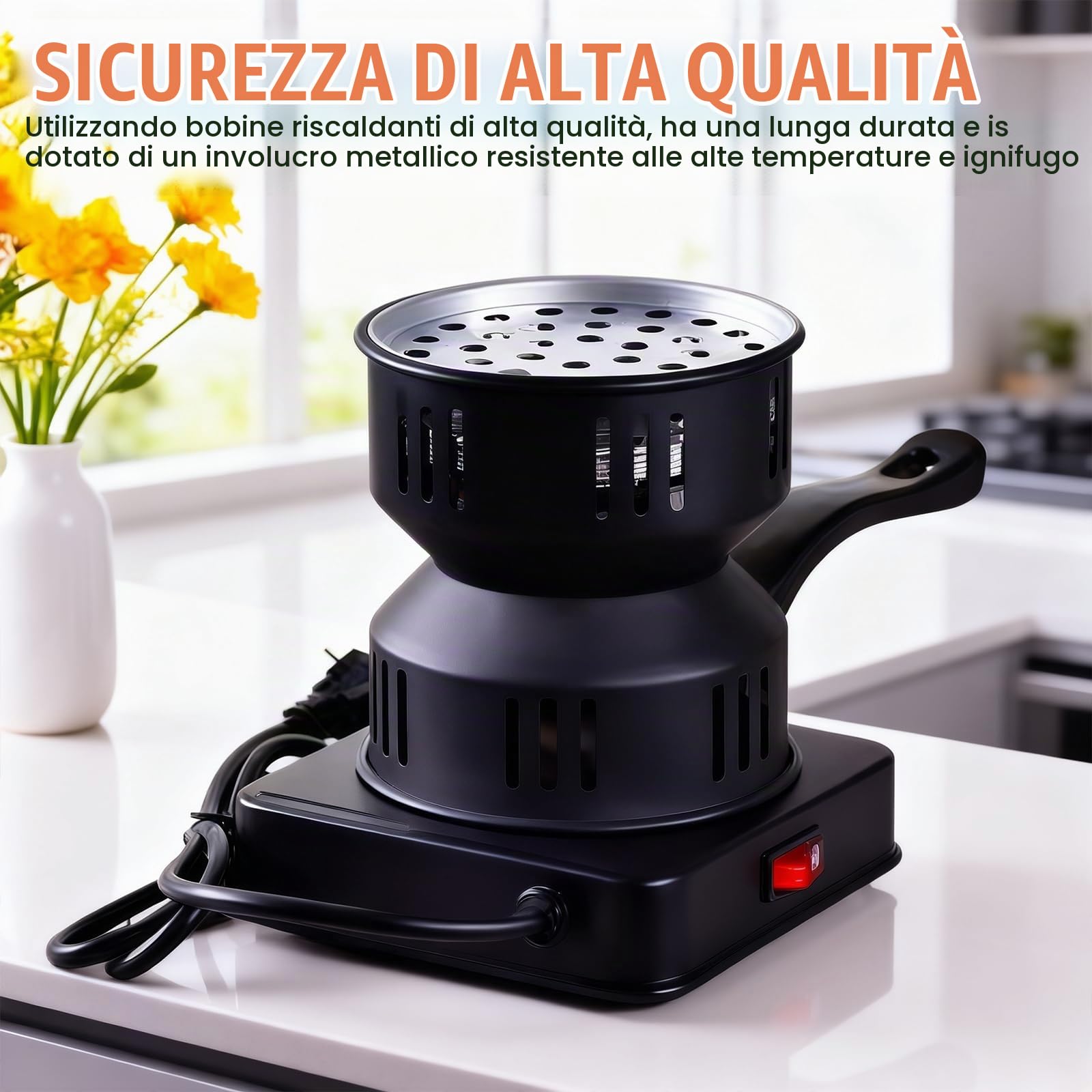 Accenditore elettrico a carbone, accessorio elettrico per barbecue a carbone, 500 W, bruciatore a carbone, accenditore elettrico a carbone, per barbecue, campeggio, attività all'aperto