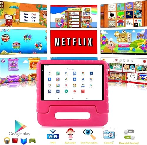 Miniatura 3 de FACETEL Tableta para niños de 8 pulgadas Android 13 para niños, 7 GB de RAM, 64 GB ROM TF 512 GB, control parental, juego de rompecabezas, Bluetooth