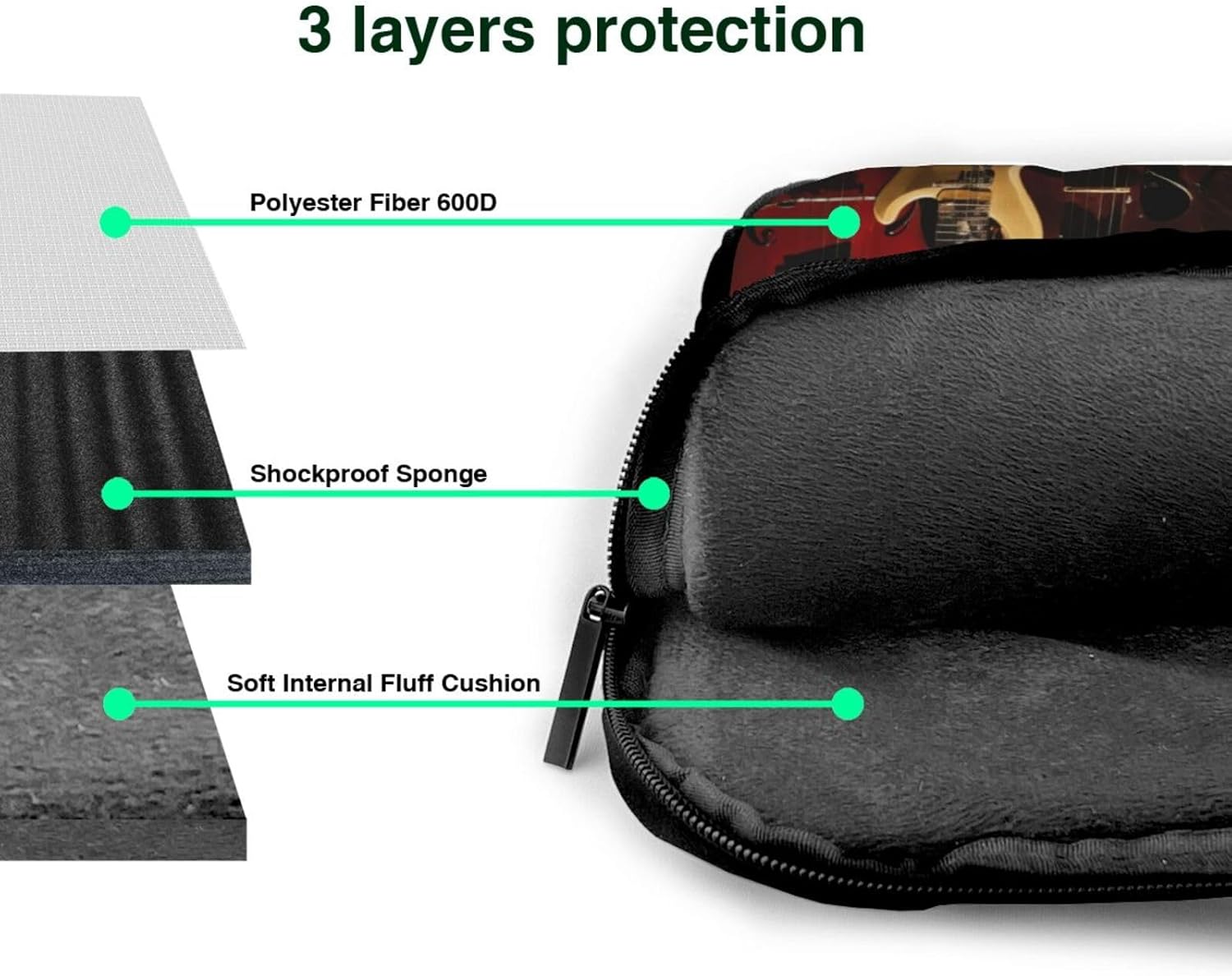 electric guitar Print Laptop Shoulder Bag Messenger Bag Notebook with Accessories Pocket 13/14/15.6 inch