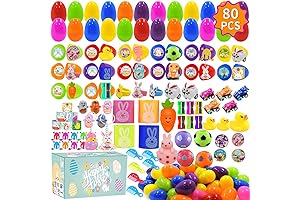 80 Prefilled Easter Eggs with Toys and Stickers for Kids
