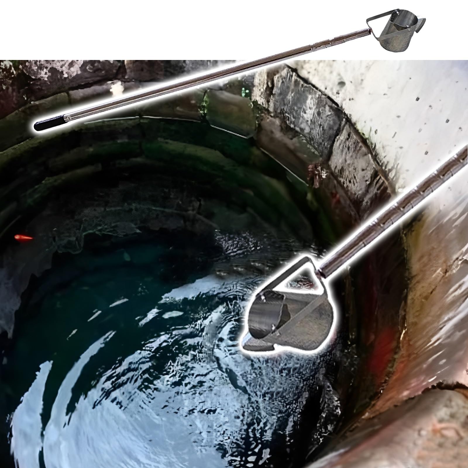 SRNSAEB Campionatore d'Acqua telescopico da 1, 2, 3, 4, 5, 6, 7 m, Confezione da 5, 4, 3, 2, 1, Bicchiere per campionamento a Pendolo/Tazza per campionamento d'Acqua(1 pc,1.11m/3.6ft-3m/9.8ft)