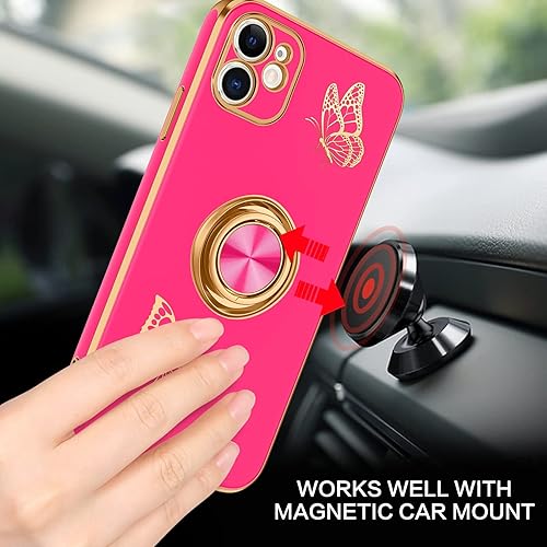 Miniatura 6 de BENTOBEN Funda para iPhone 11, funda para iPhone 11, ajuste delgado, diseño de mariposa dorada, soporte de anillo con soporte de anillo de soporte,