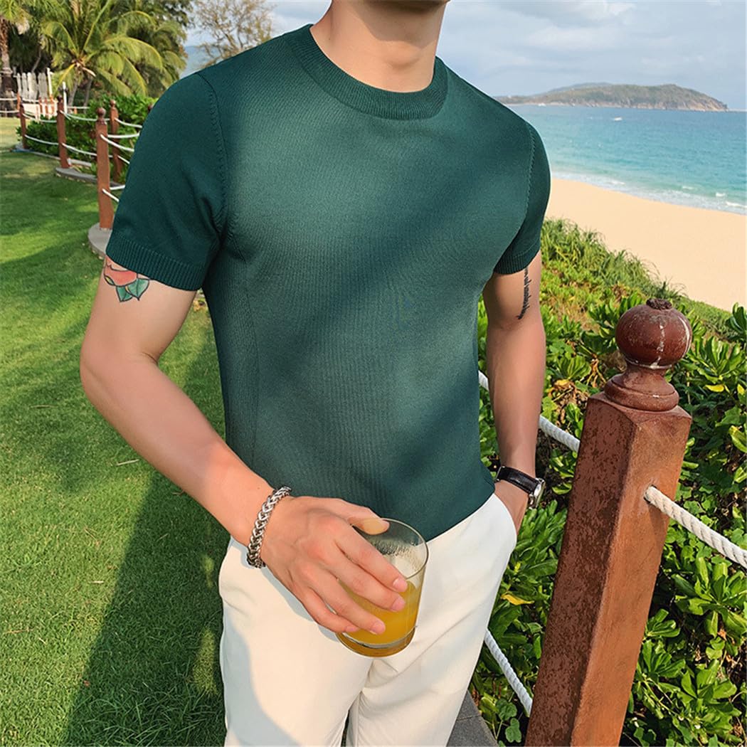 FULBHPRINT Camicia da Uomo Estiva a Maniche Corte in Maglia Girocollo t-Shirt Pullover Giovanile Coppia Casual Maglione da Esterno Urbano