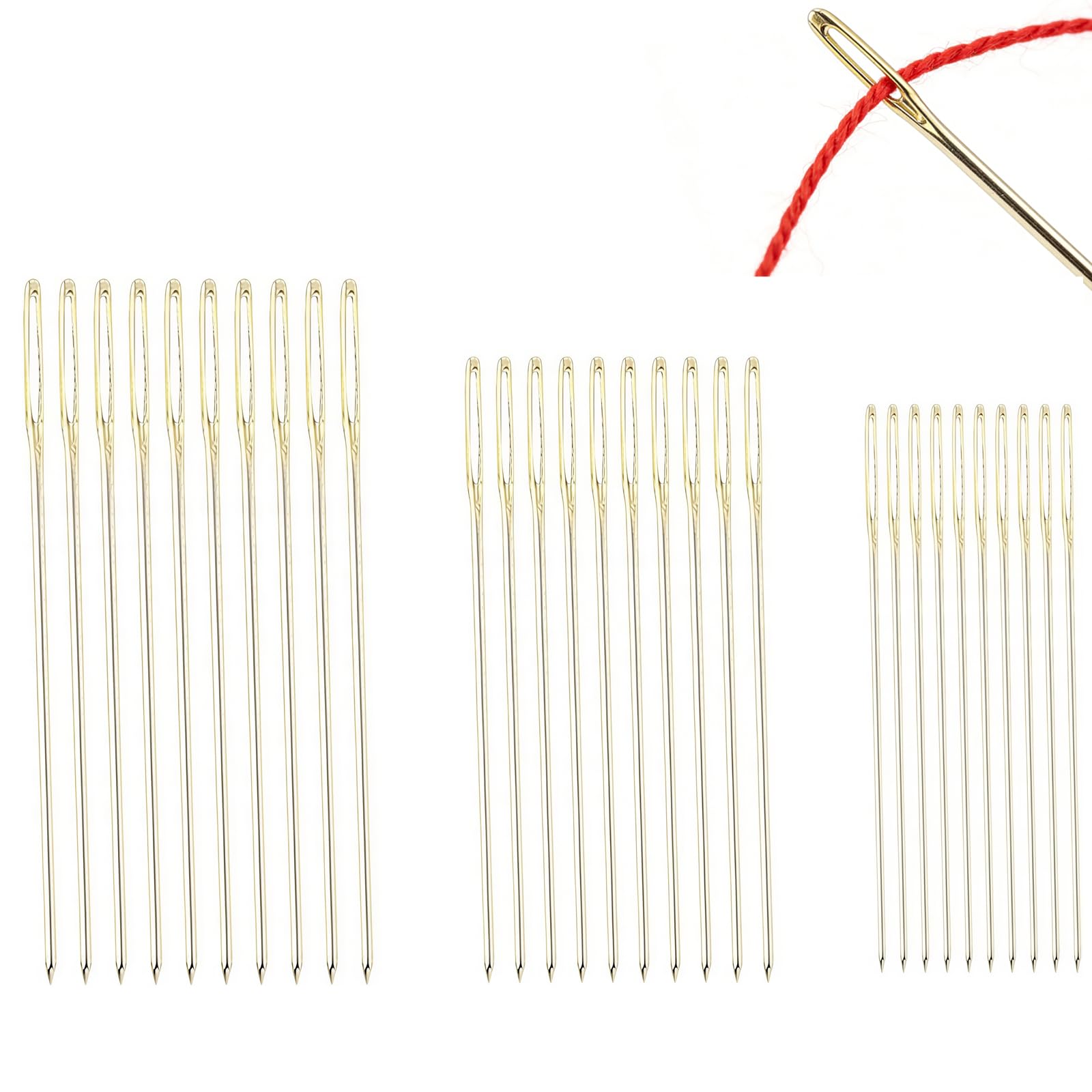 30 Pcs Cross Stitch Needles Sizes 22, 24 and 26 - Large Eye Tapestry Set