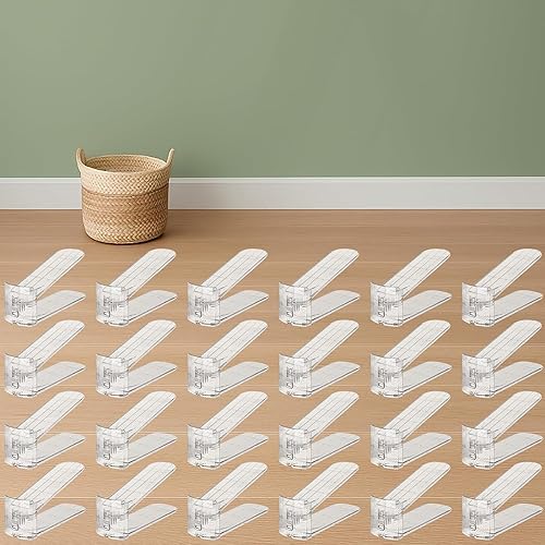 Miniatura 16 de Organizador de Ranuras Transparentes para Zapatos para Closet, Paquete de 20 Apiladores de Zapatos Ajustables y Almacenamiento de Zapatos que Ahorra