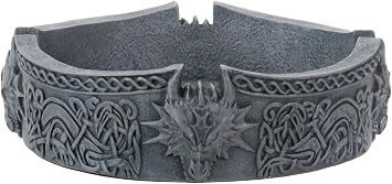 5.5 Inch Cold Cast Resin Black Dragon Ashtray with Intricate Etchings