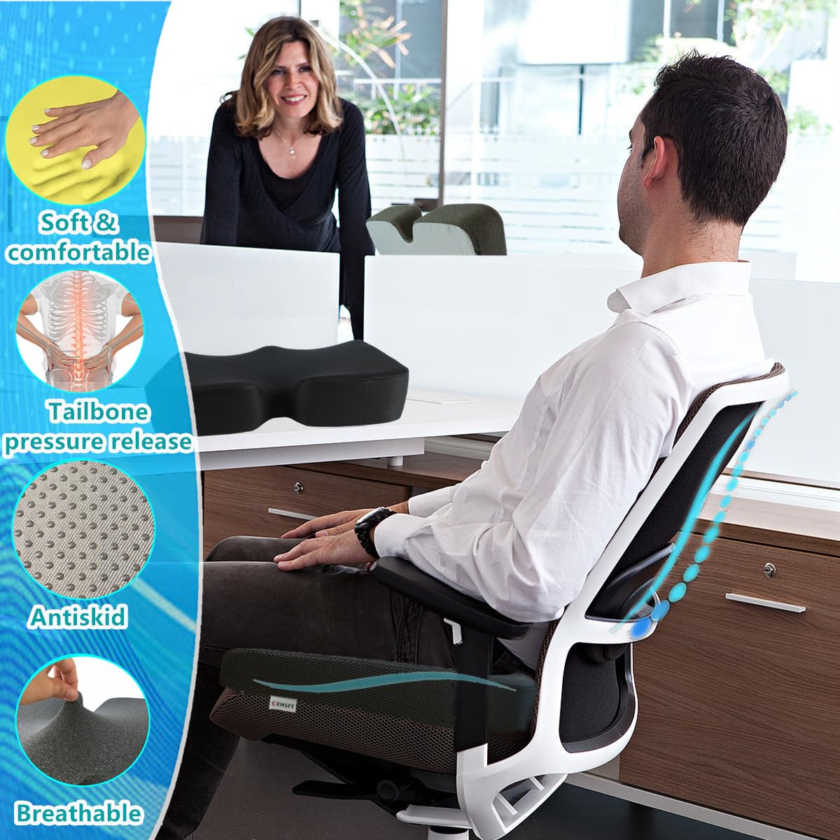 WUFANC Coussin Coccyx, Coussin Ergonomique Assise Facilité De WUFANC Coussin Coccyx, Coussin Ergonomique Assise Facilité De
