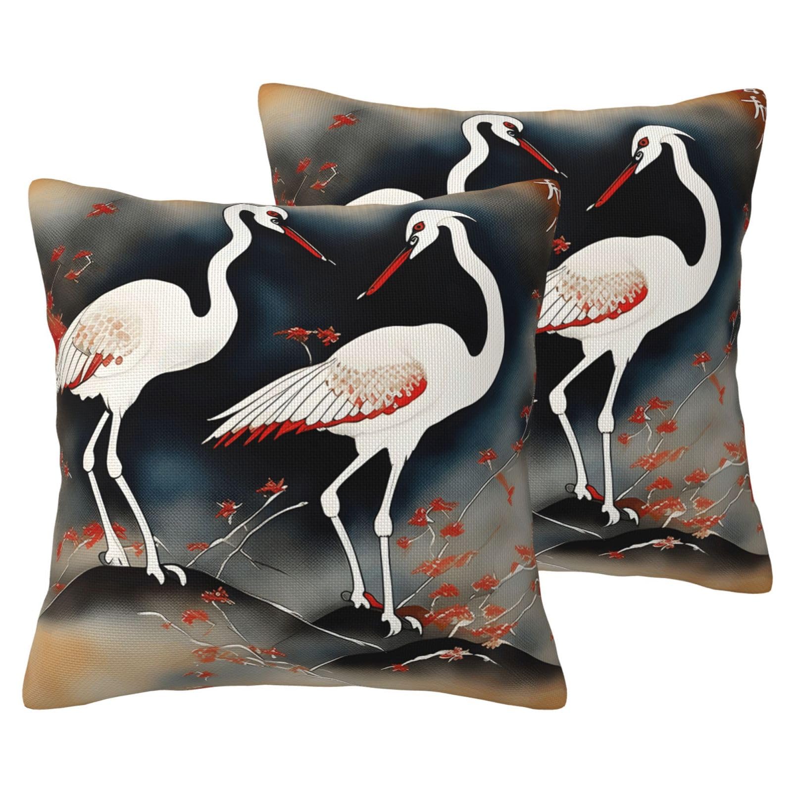 Housse de coussin grue japonaise lot de 2 pour votre coin lecture