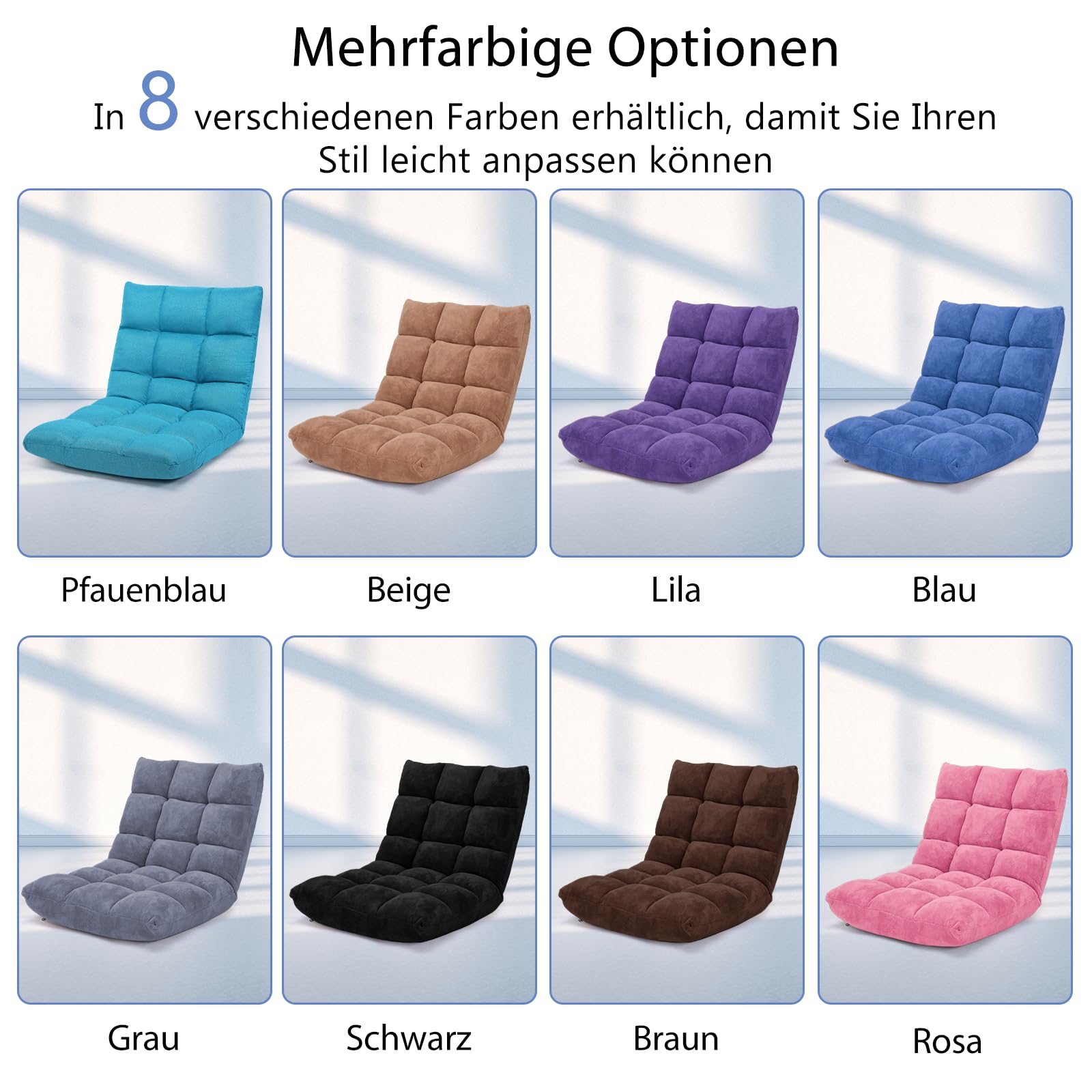 COSTWAY Vloerstoel met verstelbare rugleuning, gestoffeerd, vloerkussen, opvouwbaar, meditatiestoel, relaxstoel, Thais kussen voor vrije tijd, meditatie, yoga (donkerblauw COSTWAY Vloerstoel met verstelbare rugleuning, gestoffeerd, vloerkussen, opvouwbaar, meditatiestoel, relaxstoel, Thais kussen voor vrije tijd, meditatie, yoga (donkerblauw