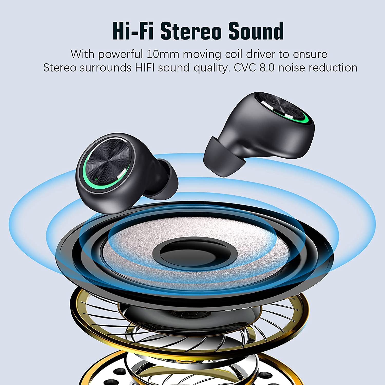 Écouteurs sans fil Bluetooth 5.3 - 200 heures de lecture - Étanchéité IPX7 - Microphone intégré - Écran LCD de qualité supérieure - Pour le sport/le travail
