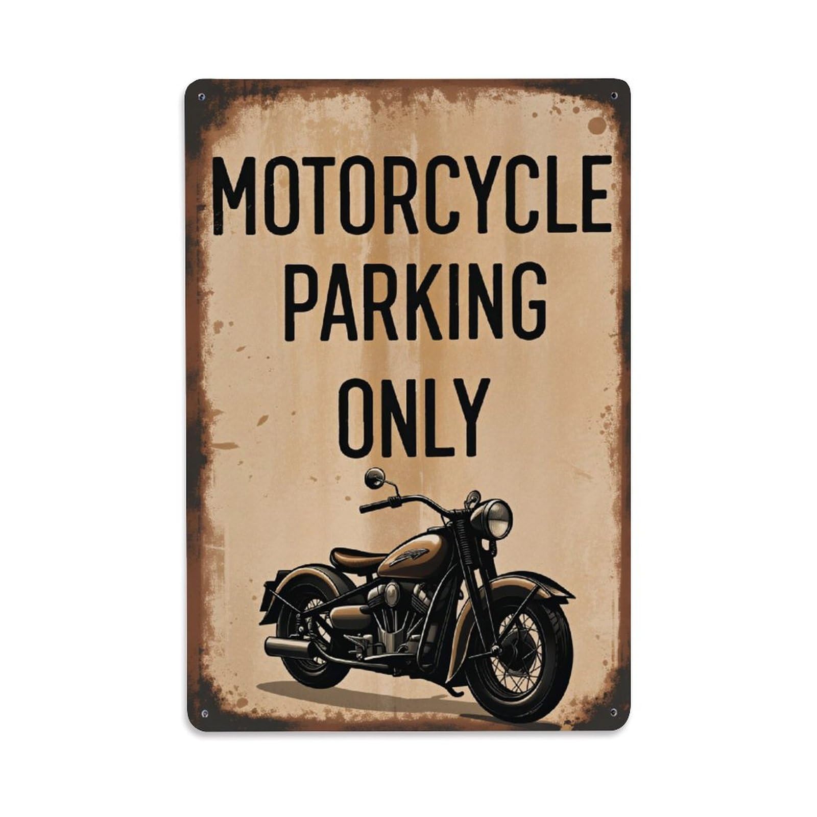 Jdfenggu Vintage Motorcycle Parking Only Sign Art Retro Metal Tin Sign, Decor Art Poster For Bar, Home, Man Cave, Kitchen, Laundry Room Gift 8X12inch