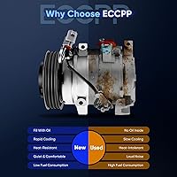 Vista 4 de Compresor de AC ECCPP Compatible con Toyota Camry RAV4 2.4L 2006-2009 Compatible con Toyota Hiace 2.7L 2006-2018 Compresor de AC con embrague