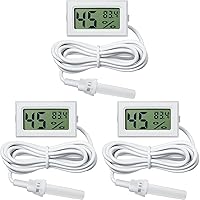 Vista 1 de Weewooday Medidor digital de temperatura y humedad con medidor de sonda LCD Fahrenheit, termómetro higrómetro para incubadora, planta de reptiles