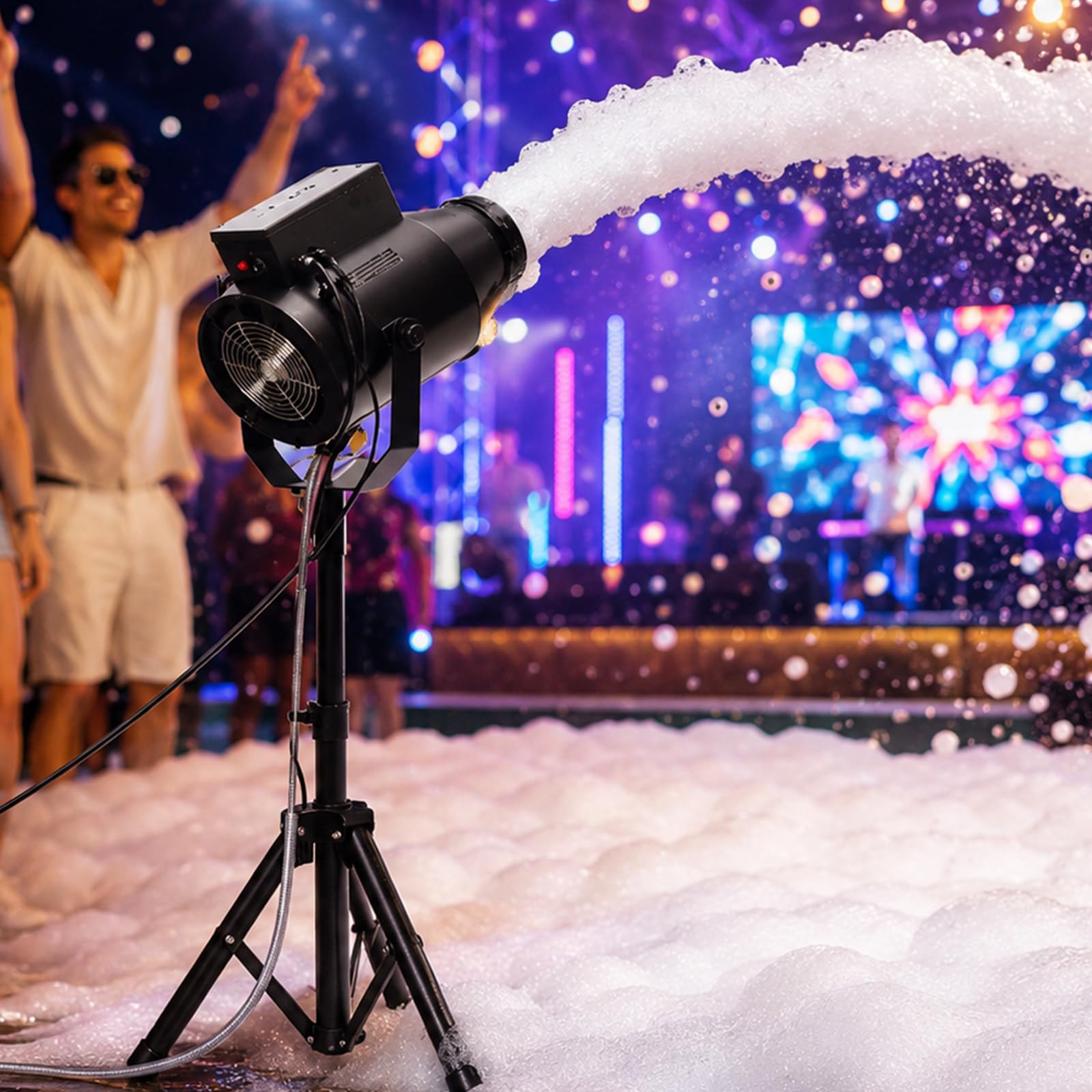 Pealiritansemen Black Foam Cannon, Foam Maker For Party With Detachable Head, Carry Handle, Water Pump And Adjustable Tripod, Portable Foam Fun For Pools And Events, Summer Camps And Mall Shows