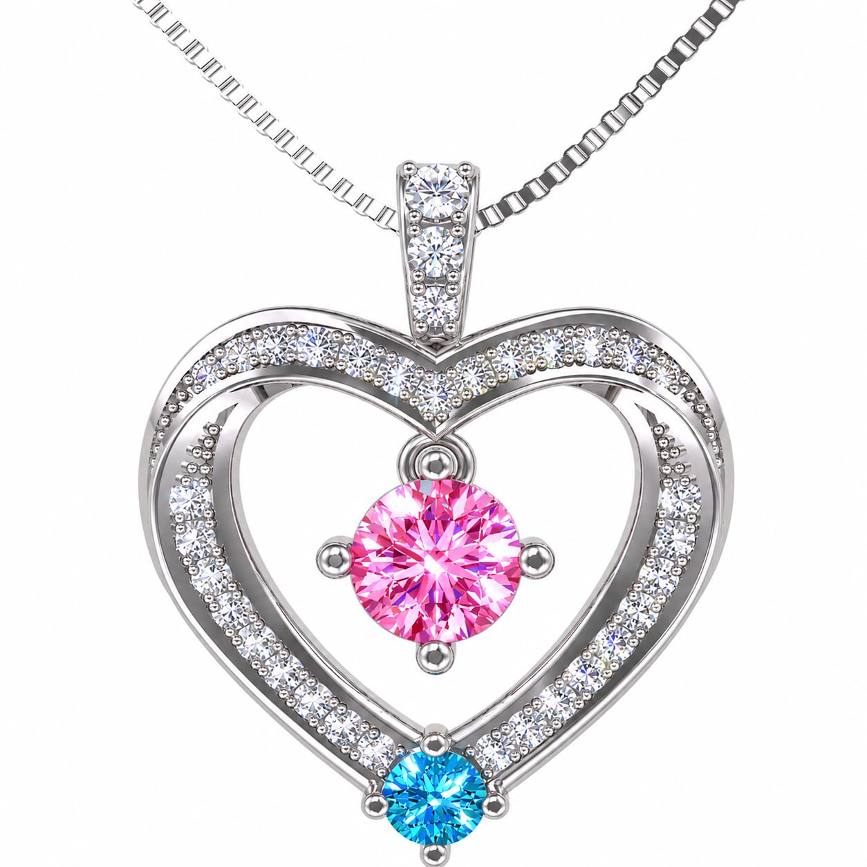 Mother & Child Heart Birthstone Necklace