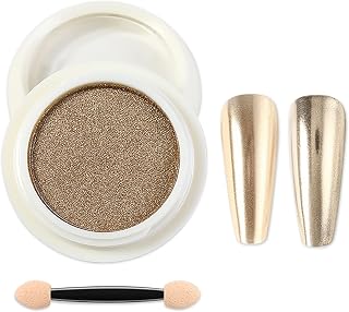 Magic Chrome Nail Powder Metallic Mirror Effect Holographic Nails Art Glitter Pigment Dust Pearlescent Manicure Design Decoration with Tool 1Pcs