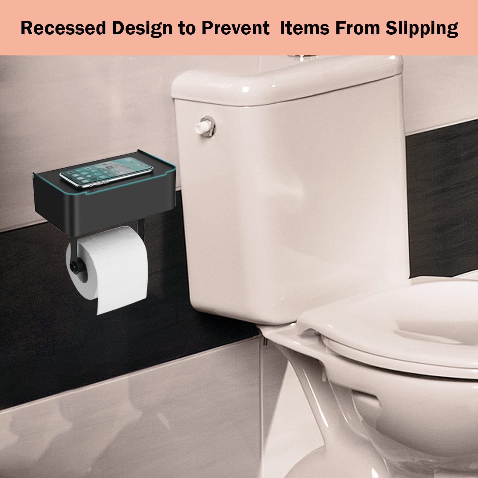 NIKISHAP Toilet Paper Holder, SUS304 Stainless Steel Wall Mount/Adhesive Tissue Toilet Paper Holder, Flushable Wipes Dispenser Fits for Bathroom Wipe Storage, Keep Your Wipes Hidden Out of Sight