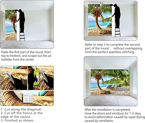 Miniatura 6 de Mural en relieve 3D con diseño de flores rosas y árboles, para dormitorio, decoración de habitación, sala de estar, fondo de televisión, mural de