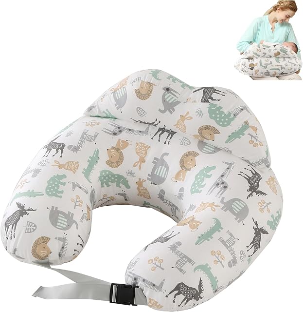 Topchances Pregnancy Pillow,Nursing Pillow Multifunctional Breastfeeding Pillow with 100% Cotton Pillowcase U Shaped Pregnancy Pillow,Gifts for Moms-Washable Breastfeeding Pillows (Animal World)