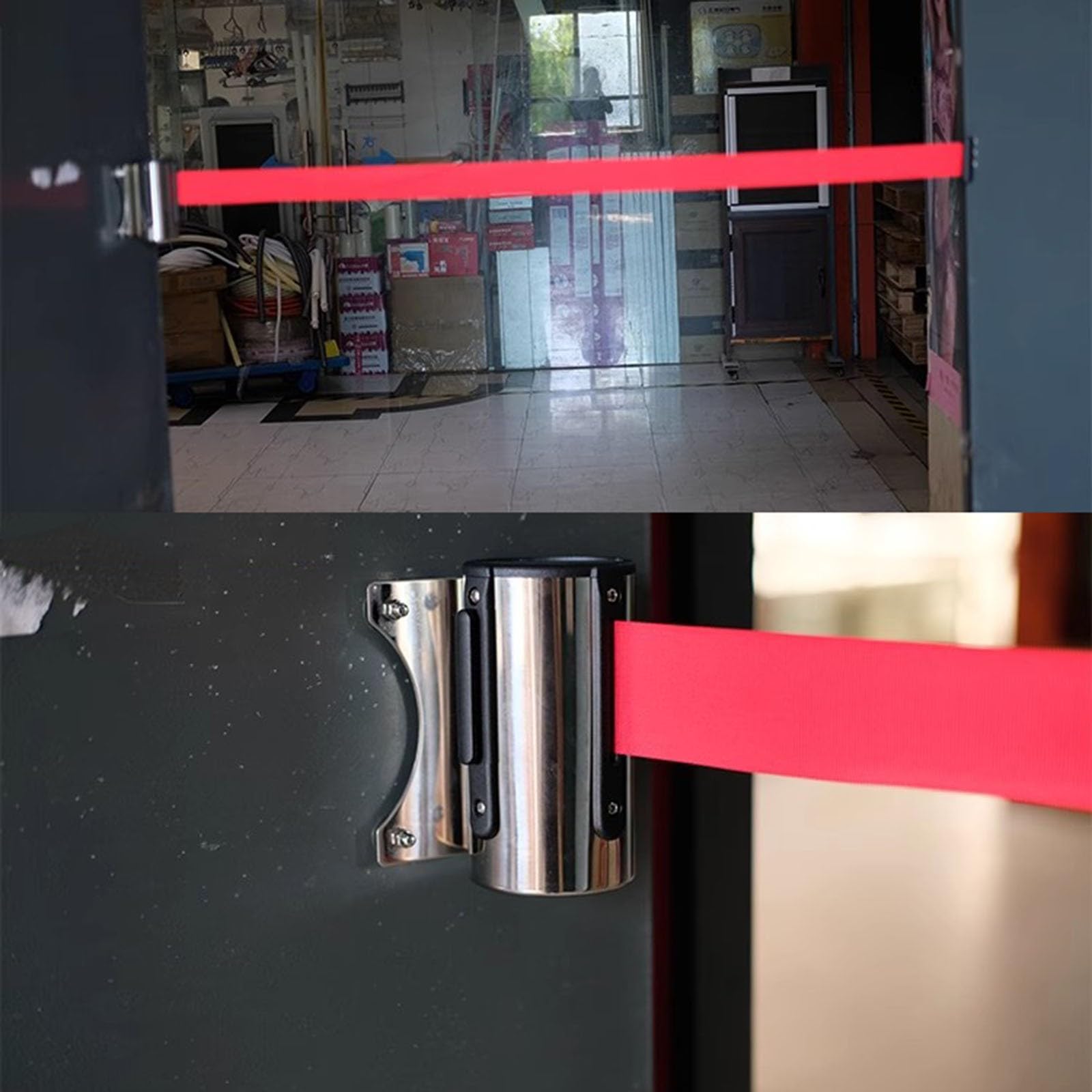 Magnetic Wall Mount Queue Barrier Belt Crowd Control Wall Barrier 6.5/9.8/16.4/32 FT Safety Cordon Barrier for Retail Stores Airports Banks School(3M/9.8FT)