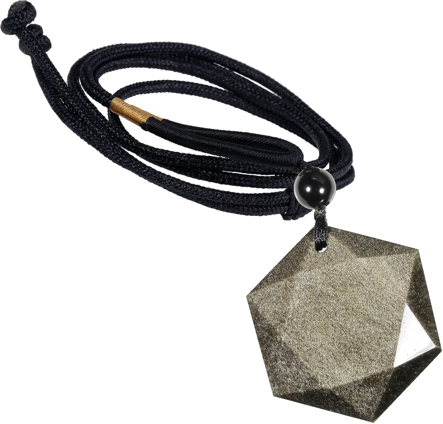 TUMBEELLUWA Collar con colgante de obsidiana dorada natural unisex ajustable hecho a mano collar de piedra de cristal de buena suerte Piedra Nylon