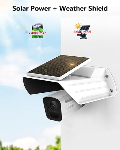 Miniatura 2 de Cubierta de cámara de seguridad para exteriores con panel solar – Protector impermeable contra el sol/la lluvia y protector de reflejos para cámaras