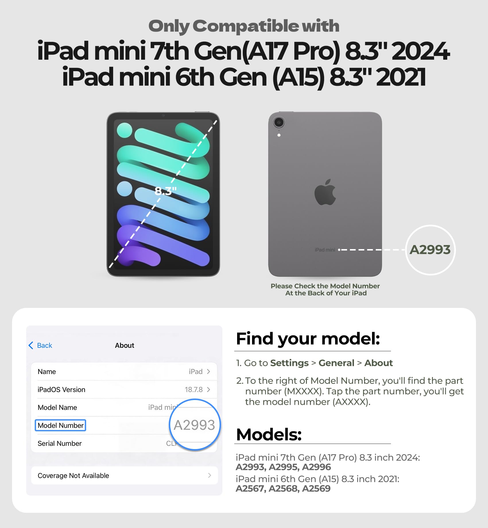 Dexnor Custodia per iPad mini 7 (A17 Pro) 2024/mini 6 2021 da 8,3 pollici, robusta custodia protettiva con cinturino da polso girevole a 360°, ampio supporto, pellicola protettiva e portapenne