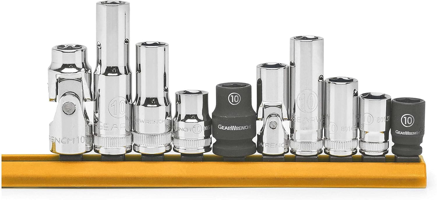 GEARWRENCH 10 Pc. 1/4 & 3/8 Drive 6 Pt. Single Size Socket Set, 10mm - 80319