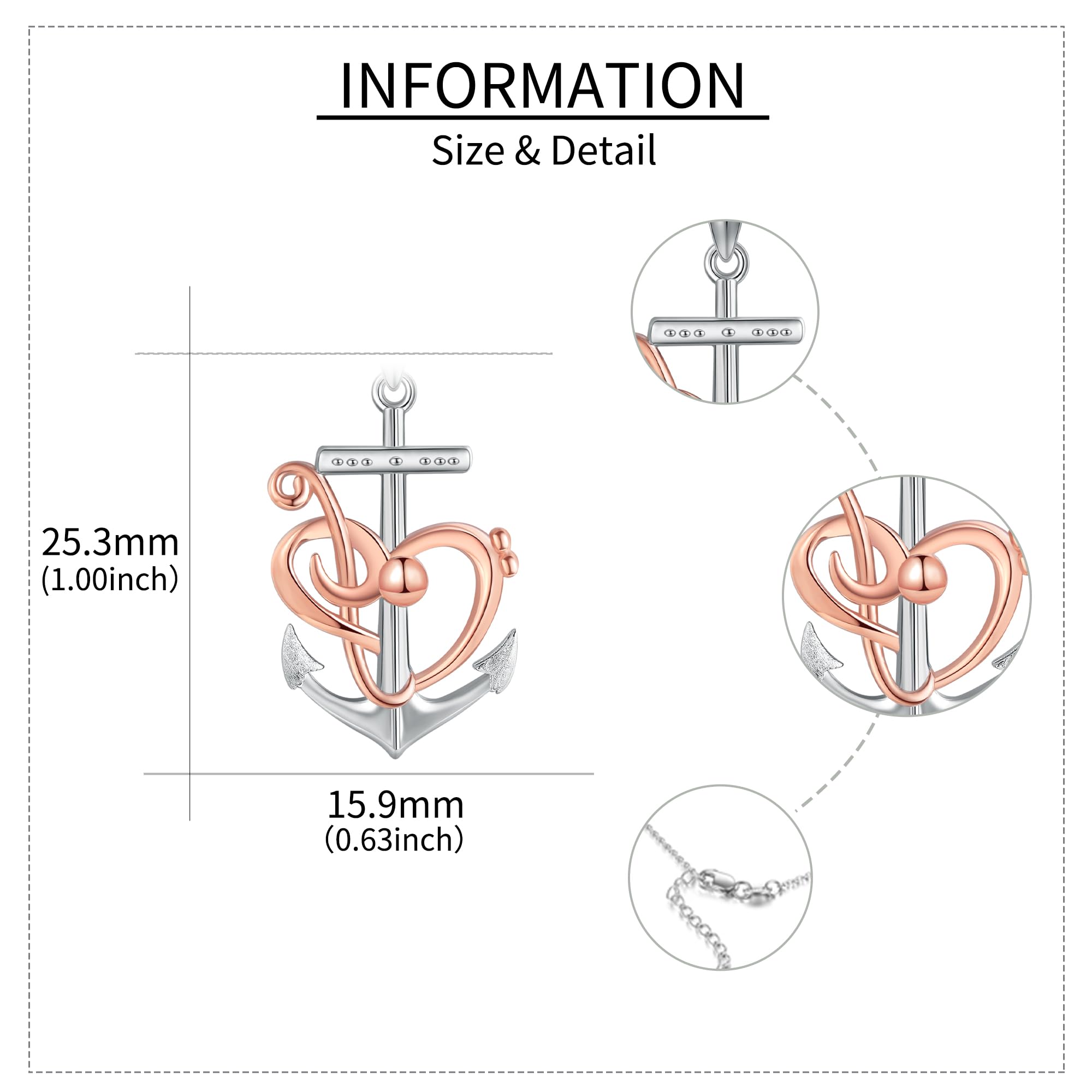 Collana con ciondolo a forma di ancora, in argento Sterling, con ancora, idea regalo per donna, Nessuna pietra preziosa