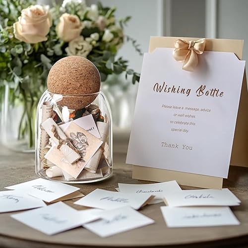 Miniatura 4 de ComSaf Recipiente de almacenamiento de vidrio con bola de corcho, tarro de vidrio pequeño de 16 onzas con tapa de corcho, 1 tarro de caramelo, tarro